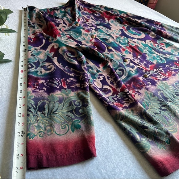 Women’s Sz 16 Vintage Paisley Print Blouse Button Up V-Neck - Picture 9 of 14